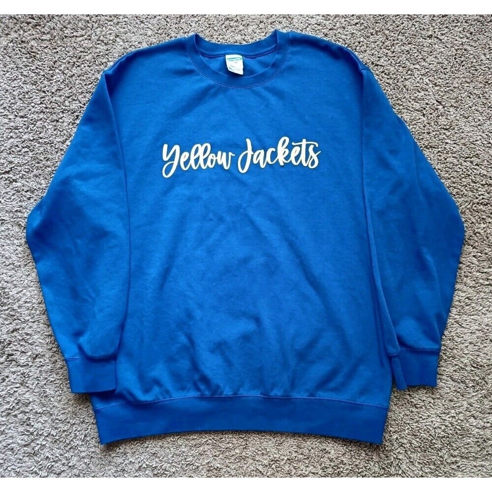 Yellow Jackets Blue Sweatshirt Women's Xxl Embroidered Blue Short Sleeve